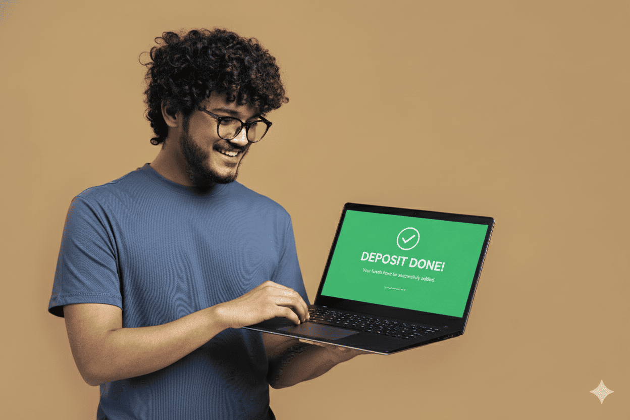 A woman making an online deposit using a card, displayed on a secure payment form